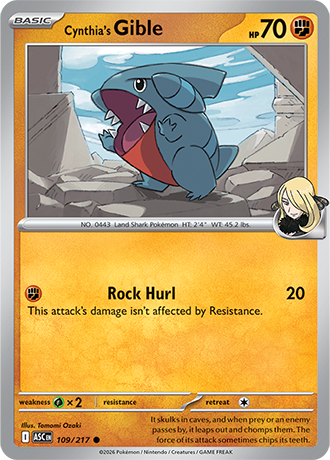 Karta Pokemon 109 217  Cynthia's Gible [Ascended Heroes].JPG