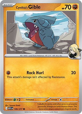Karta Pokemon 109 217  Cynthia's Gible [Ascended Heroes].JPG