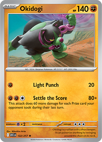 Karta Pokemon 122 217  Okidogi [Ascended Heroes].JPG