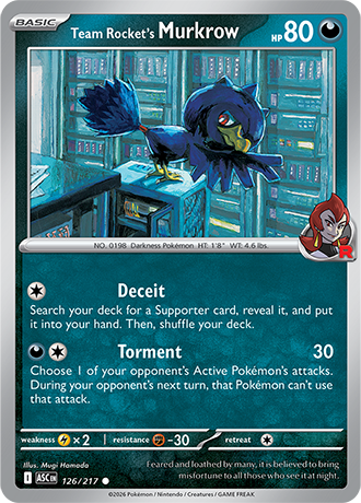 Karta Pokemon 126 217  Team Rocket's Murkrow [Ascended Heroes].JPG