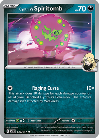Karta Pokemon 133 217  Cynthia's Spiritomb [Ascended Heroes].JPG