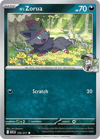 Karta Pokemon 136 217  N's Zorua [Ascended Heroes].JPG