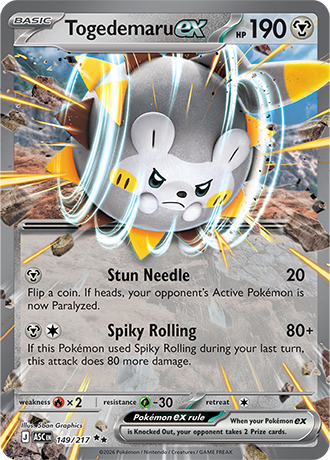 Karta Pokemon 149 217  Togedemaru ex [Ascended Heroes].JPG