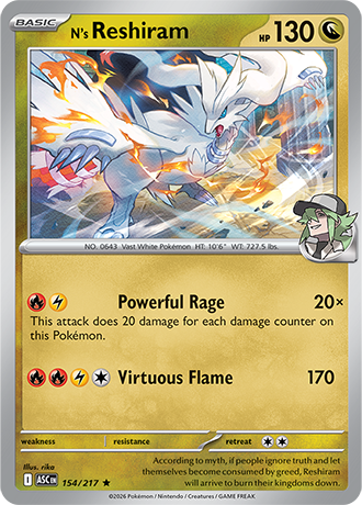 Karta Pokemon 154 217  N's Reshiram [Ascended Heroes].JPG