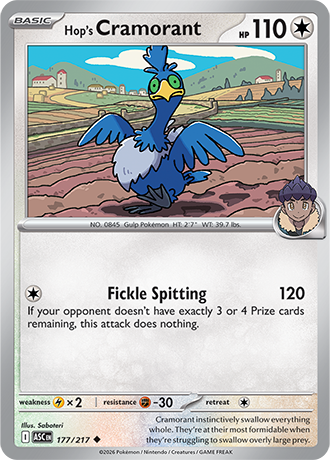 Karta Pokemon 177 217  Hop's Cramorant [Ascended Heroes].JPG