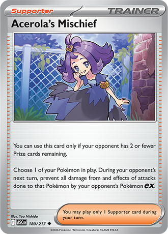 Karta Pokemon 180 217  Acerola's Mischief [Ascended Heroes].JPG