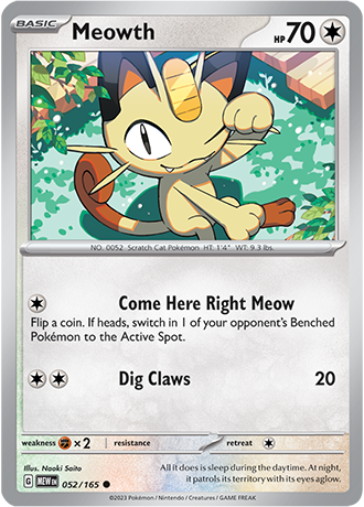 Karta Pokemon 052 165 Meowth [151].JPG