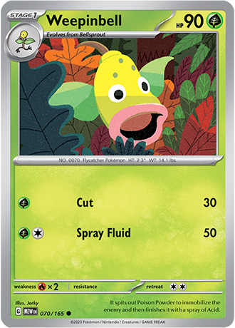 Karta Pokemon 070 165 Weepinbell [151].JPG