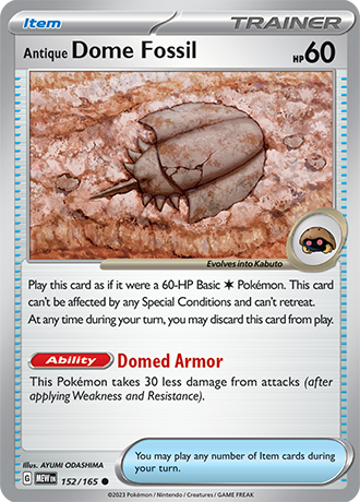 Karta Pokemon 152 165 Antique Dome Fossil [151].JPG
