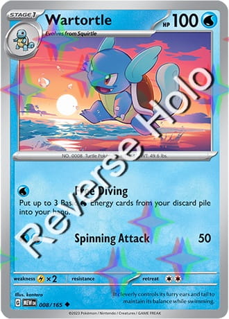 Karta Pokemon 008 165 Wartortle [151] [Reverse Holo] .JPG