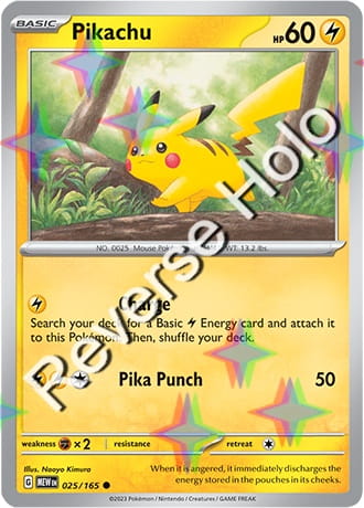 Karta Pokemon 025 165 Pikachu [151] [Reverse Holo] .JPG