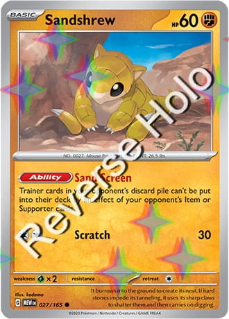 Karta Pokemon 027 165 Sandshrew [151] [Reverse Holo] .JPG