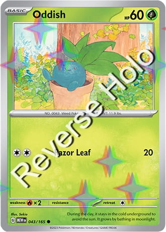 Karta Pokemon 043 165 Oddish [151] [Reverse Holo] .JPG