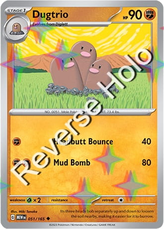 Karta Pokemon 051 165 Dugtrio [151] [Reverse Holo] .JPG