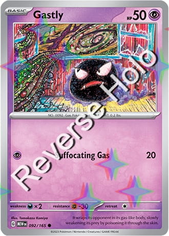 Karta Pokemon 092 165 Gastly [151] [Reverse Holo] .JPG