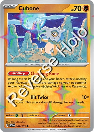 Karta Pokemon 104 165 Cubone [151] [Reverse Holo] .JPG