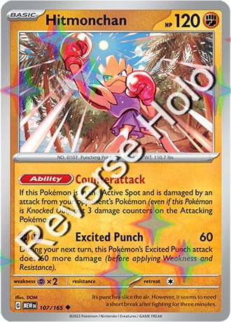 Karta Pokemon 107 165 Hitmonchan [151] [Reverse Holo] .JPG