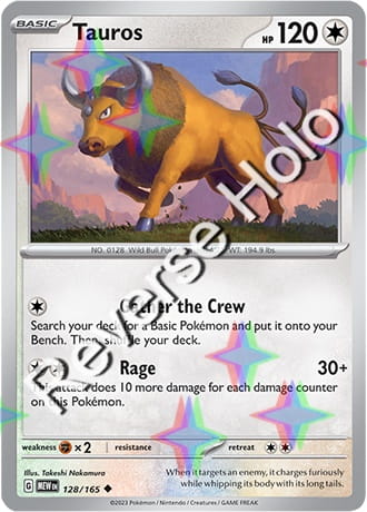 Karta Pokemon 128 165 Tauros [151] [Reverse Holo] .JPG