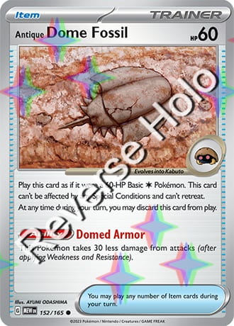 Karta Pokemon 152 165 Antique Dome Fossil [151] [Reverse Holo] .JPG