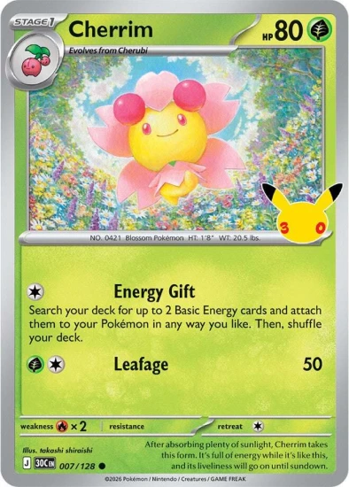 Karta Pokemon 007-128 Cherrim [30th Celebration].JPG