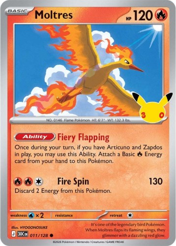 Karta Pokemon 011-128 Moltres [30th Celebration].JPG