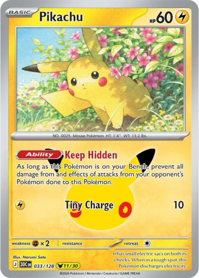 Karta Pokemon 033-128 Pikachu (11-30) [30th Celebration].JPG