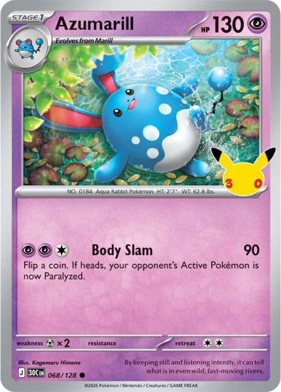 Karta Pokemon 068-128 Azumarill [30th Celebration].JPG