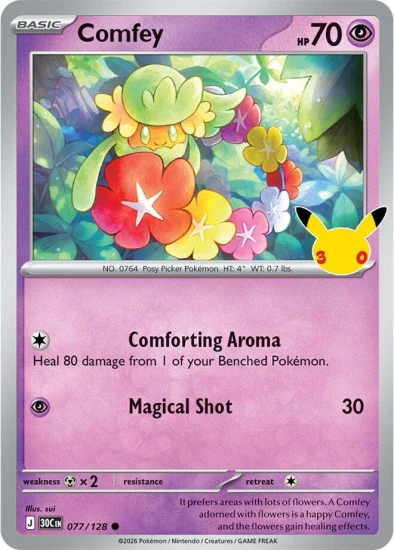 Karta Pokemon 077-128 Comfey [30th Celebration].JPG