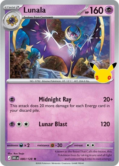 Karta Pokemon 080-128 Lunala [30th Celebration].JPG