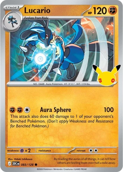 Karta Pokemon 083-128 Lucario [30th Celebration].JPG