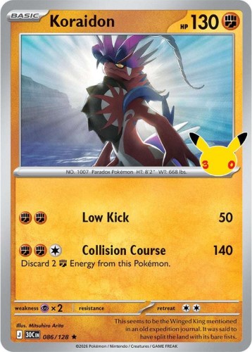 Karta Pokemon 086-128 Koraidon [30th Celebration].JPG