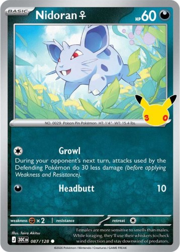 Karta Pokemon 087-128 Nidoran F [30th Celebration].JPG