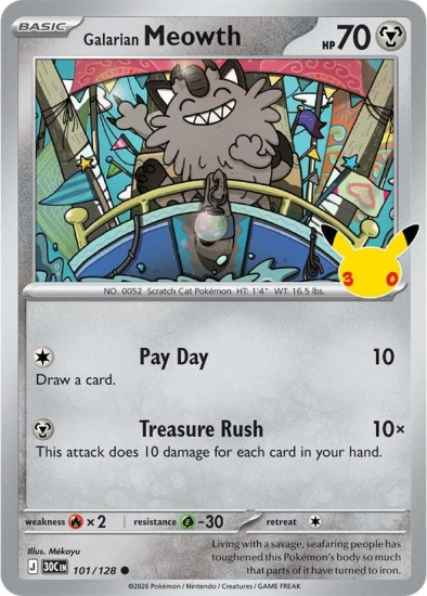 Karta Pokemon 101-128 Galarian Meowth [30th Celebration].JPG