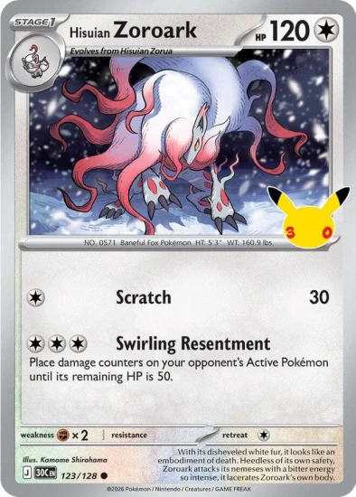 Karta Pokemon 123-128 Hisuian Zoroark [30th Celebration].JPG