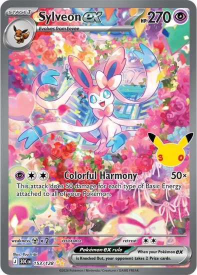 Karta Pokemon 153-128 Sylveon ex [30th Celebration].JPG