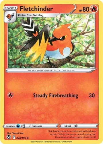 Karta Pokemon 028-236  Fletchinder [Silver Tempest].JPG